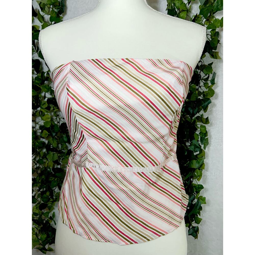 Heart Moon Star Vintage Y2K Pink Beige Green Strapless Top Women’s Sz Medium